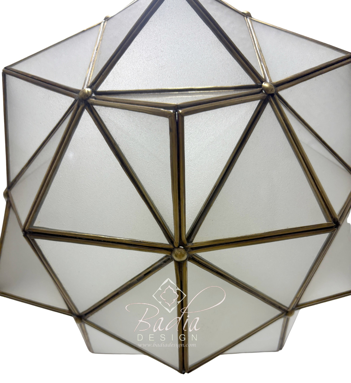 Moroccan Geometric Brass and Glass Lantern - LIG552
