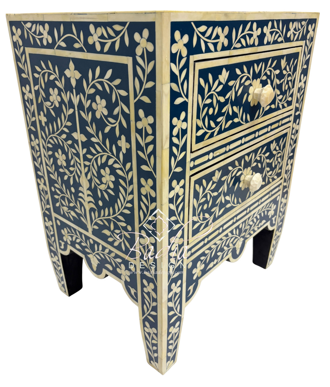 Blue and Off-White Camel Bone Nightstand - MB-CA085