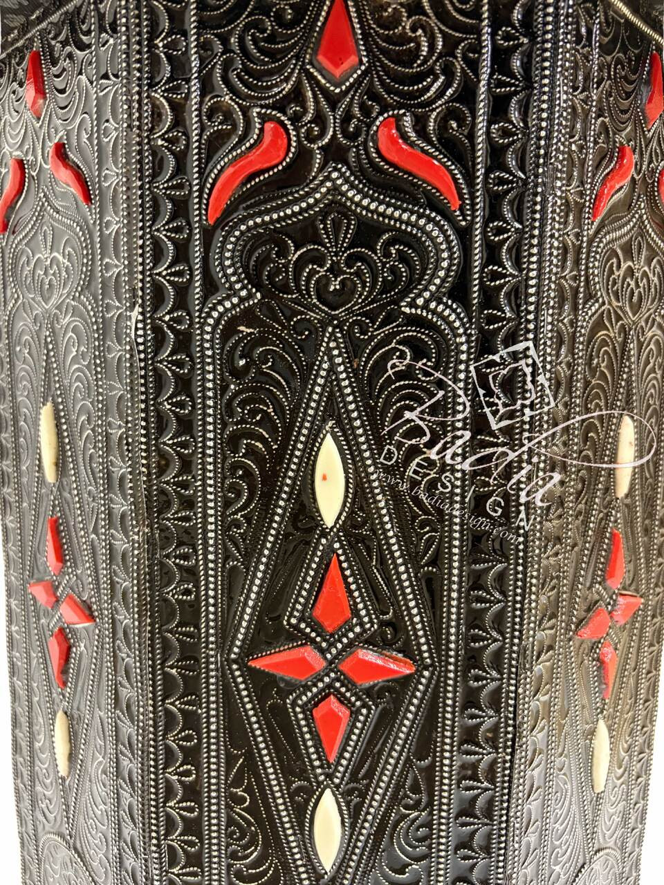 Octagon Shaped Metal and Bone Side Table with Glass Top - MB-ST071