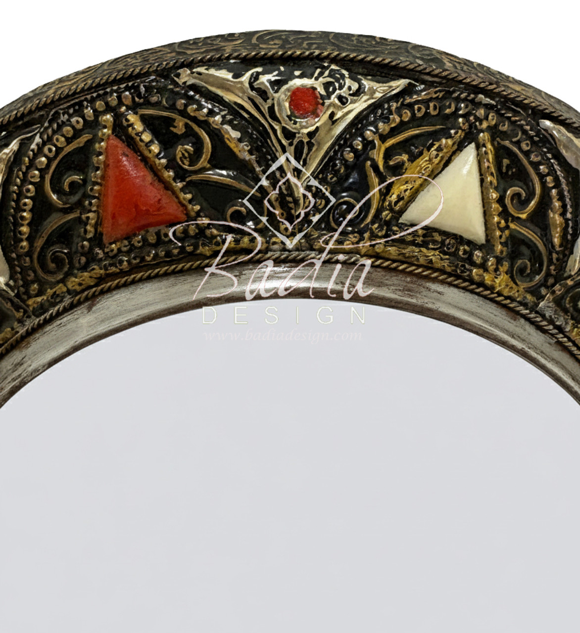 Metal and Bone Makeup Mirror on Stand - M-MB122