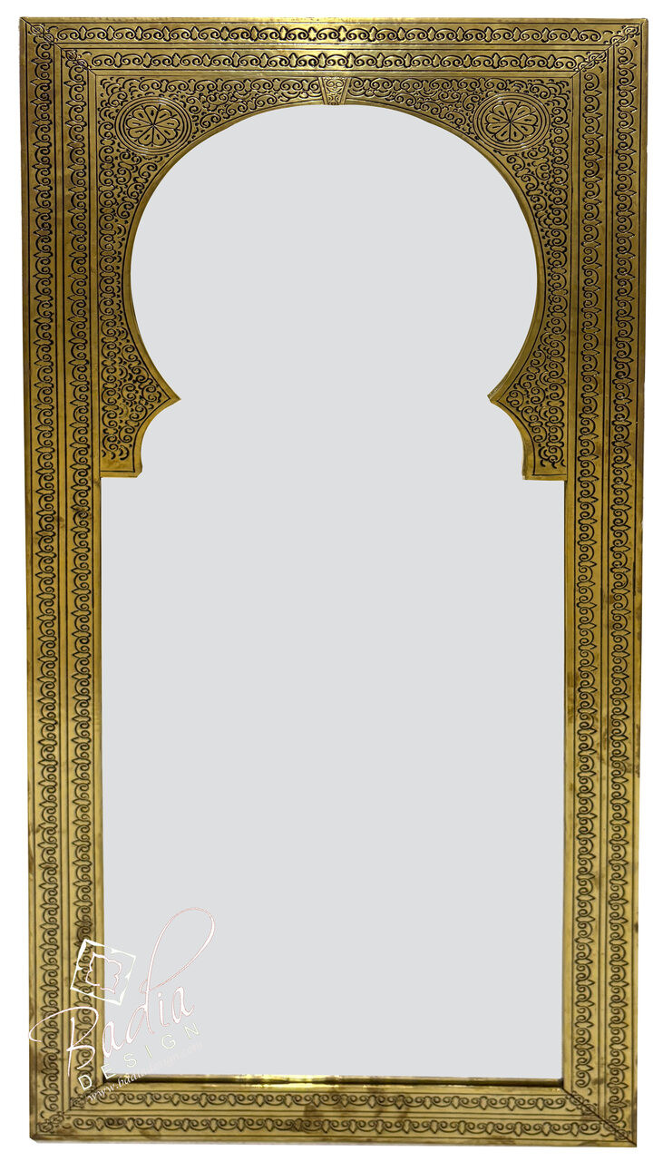 Tall Rectangular Shaped Brass Engraved Mirror - M-EM039