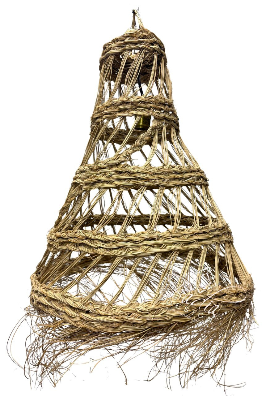 Tall Open Cone Shaped Raffia Lantern - RAF006 Tall Open Cone Shaped Raffia Lantern - RAF006