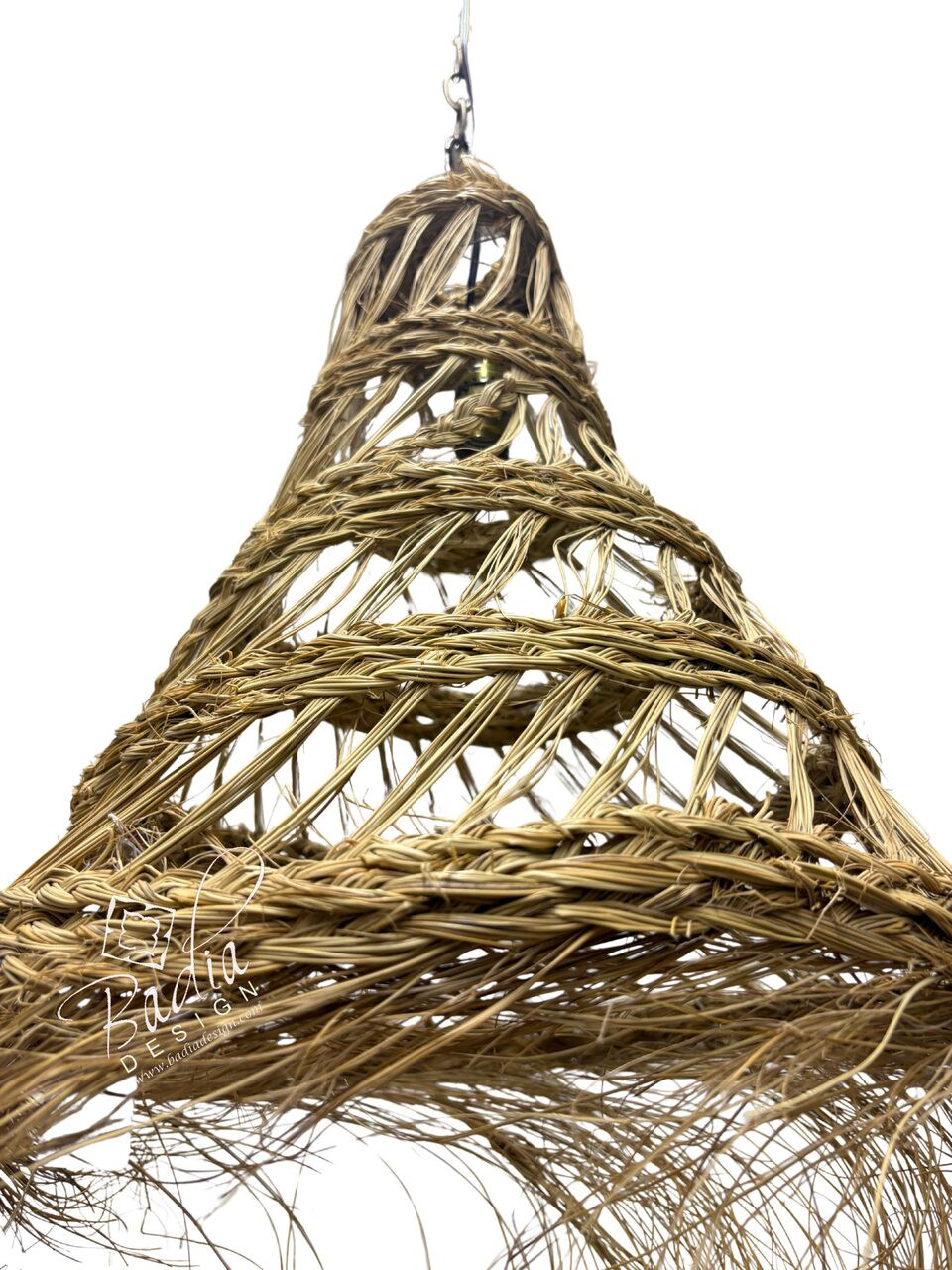 Tall Open Cone Shaped Raffia Lantern - RAF006 Tall Open Cone Shaped Raffia Lantern - RAF006