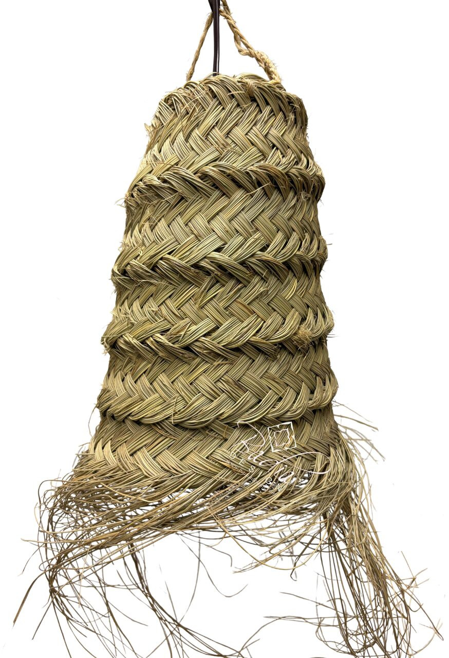 Tall Handwoven Cone shaped Raffia Lantern - RAF009