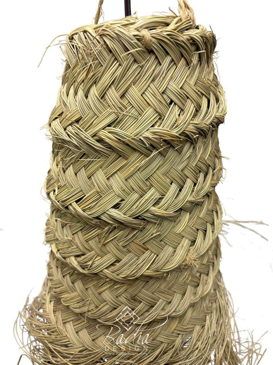 Tall Handwoven Cone shaped Raffia Lantern - RAF009