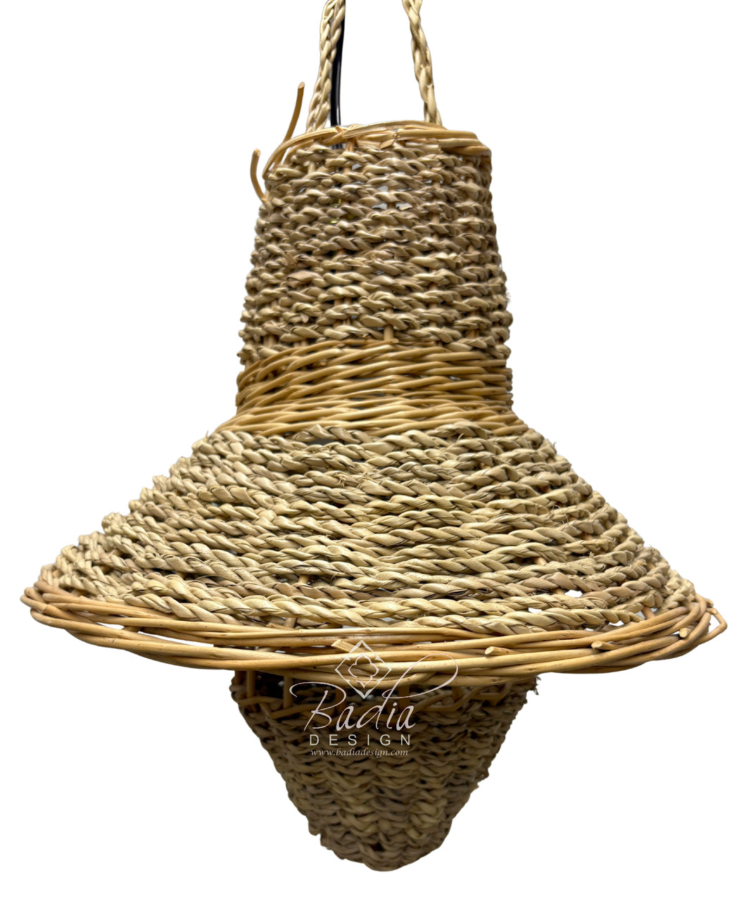 Bell and Cone Shaped Raffia Lantern - RAF022