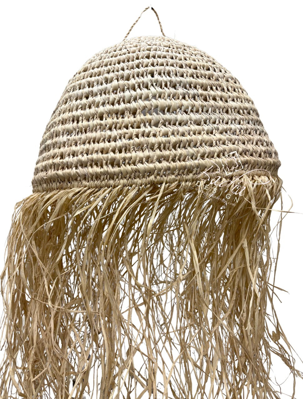 Dome Shaped Raffia Lantern with Fringe - RAF026