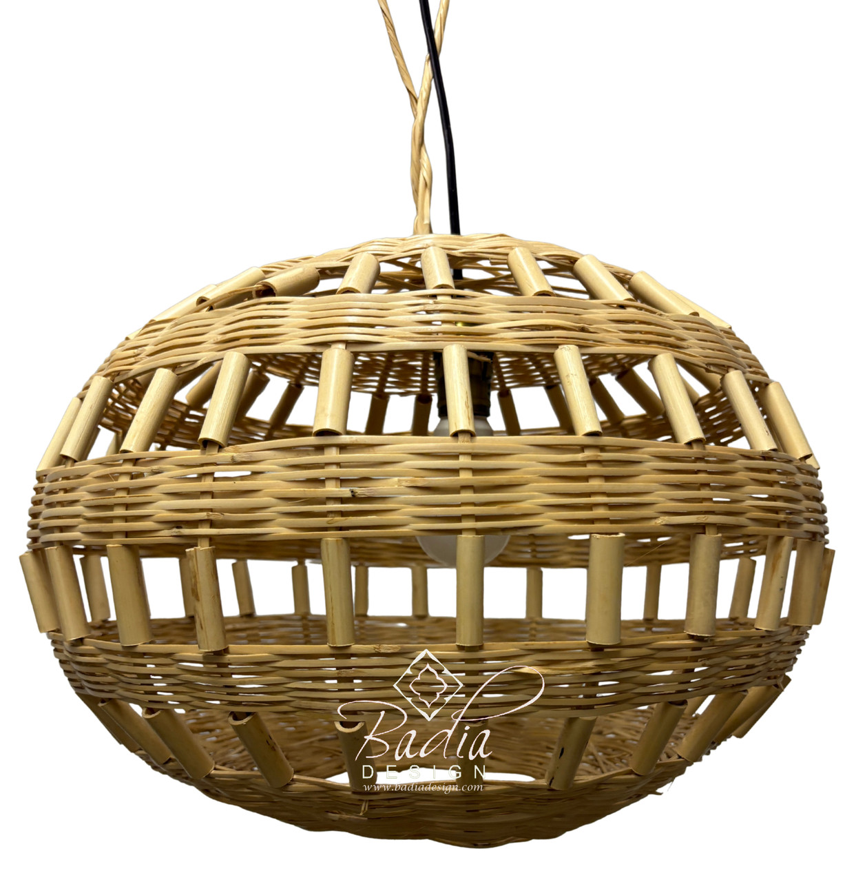 Handwoven Globe Shaped Raffia Lantern - RAF028