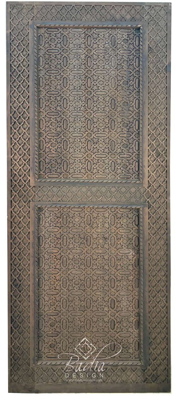 Stained Hand Carved Wooden Door - Authentic Artisan Design - CWD073