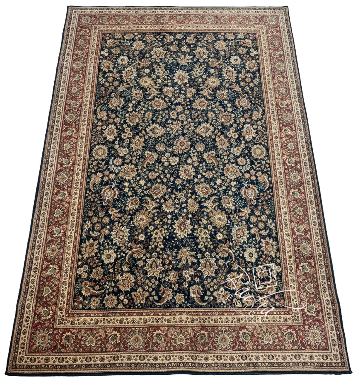 98" W x 137" H - Beige and Multicolor Rug with Geometric Designs - R0502