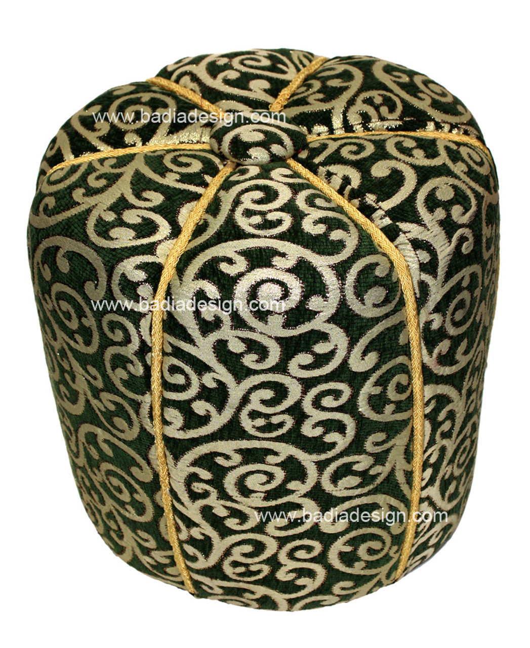 Green Moroccan Stuffed Fabric Pouf from Badia Design Inc.