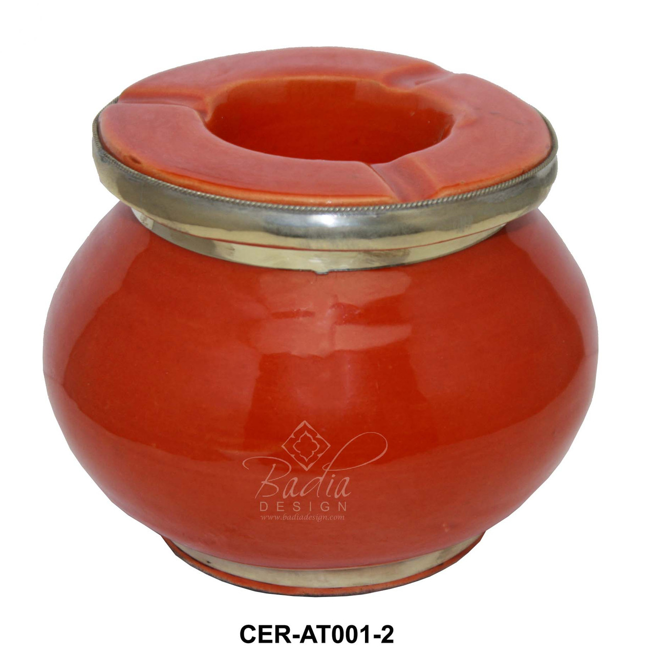 Small Ceramic Ashtray  with Metal Rim - CER-AT001