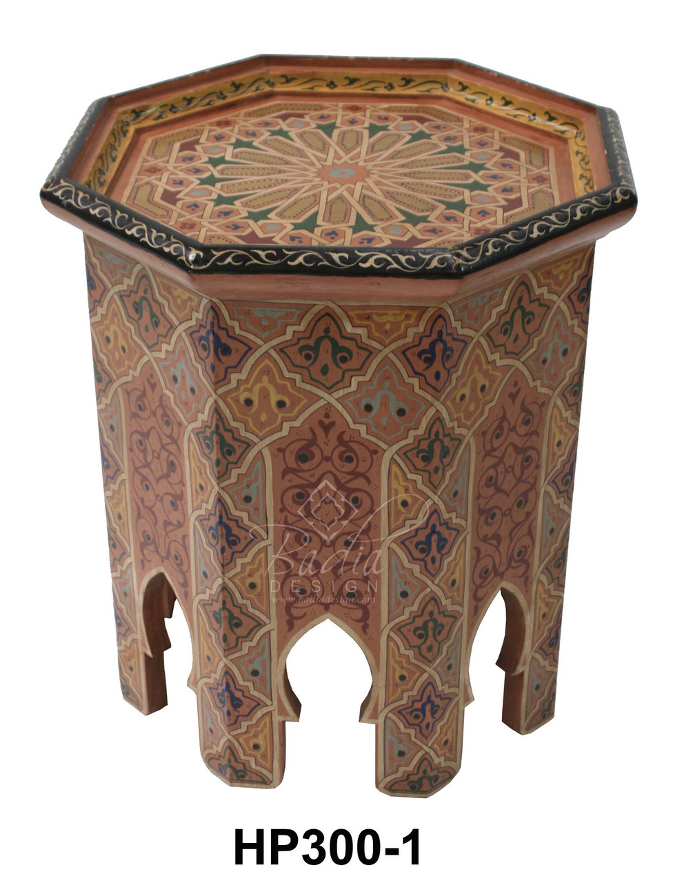 Hand Painted Octagon Shaped Side Table - HP300