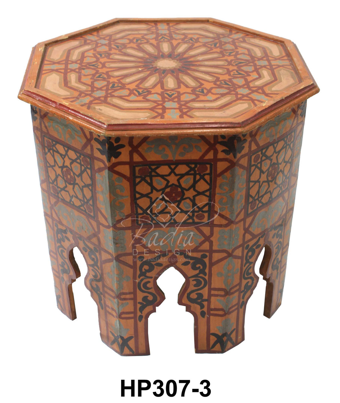 Hand Painted Octagon Shaped Side Table - HP307