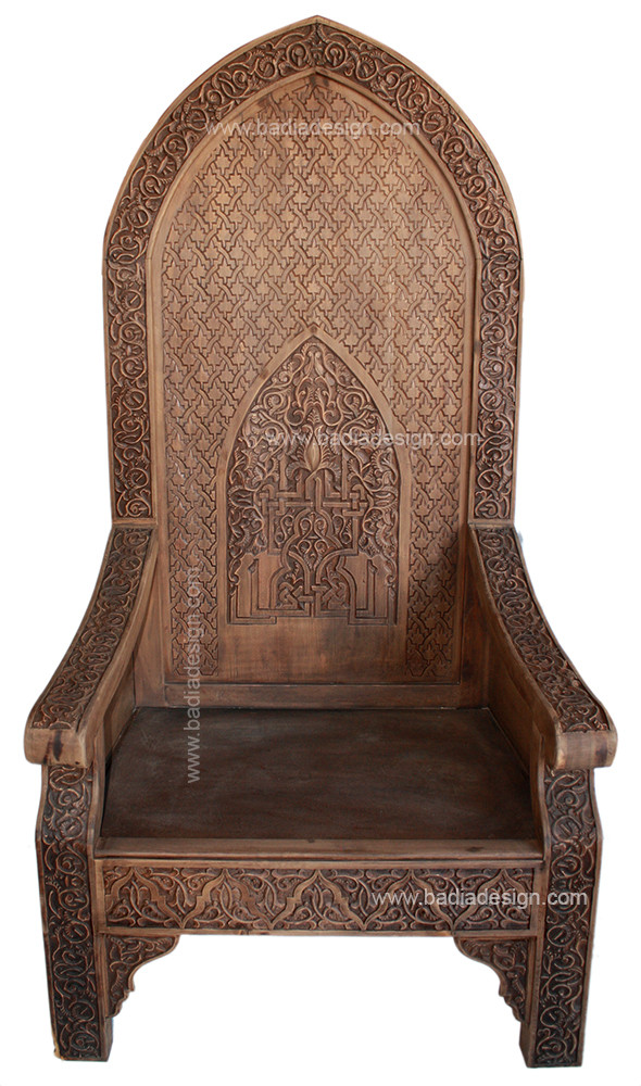 Moroccan Hand Carved Wooden Chair from Badia Design Inc.