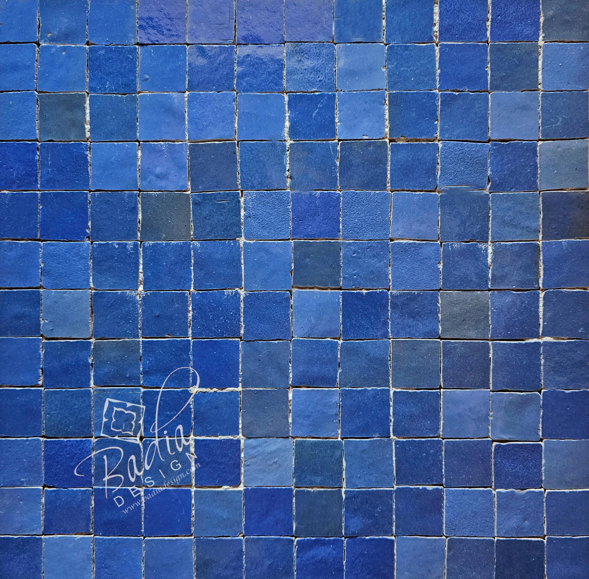 Moroccan Blue Glazed Zellige Mosaic Tile from Badia Design Inc.