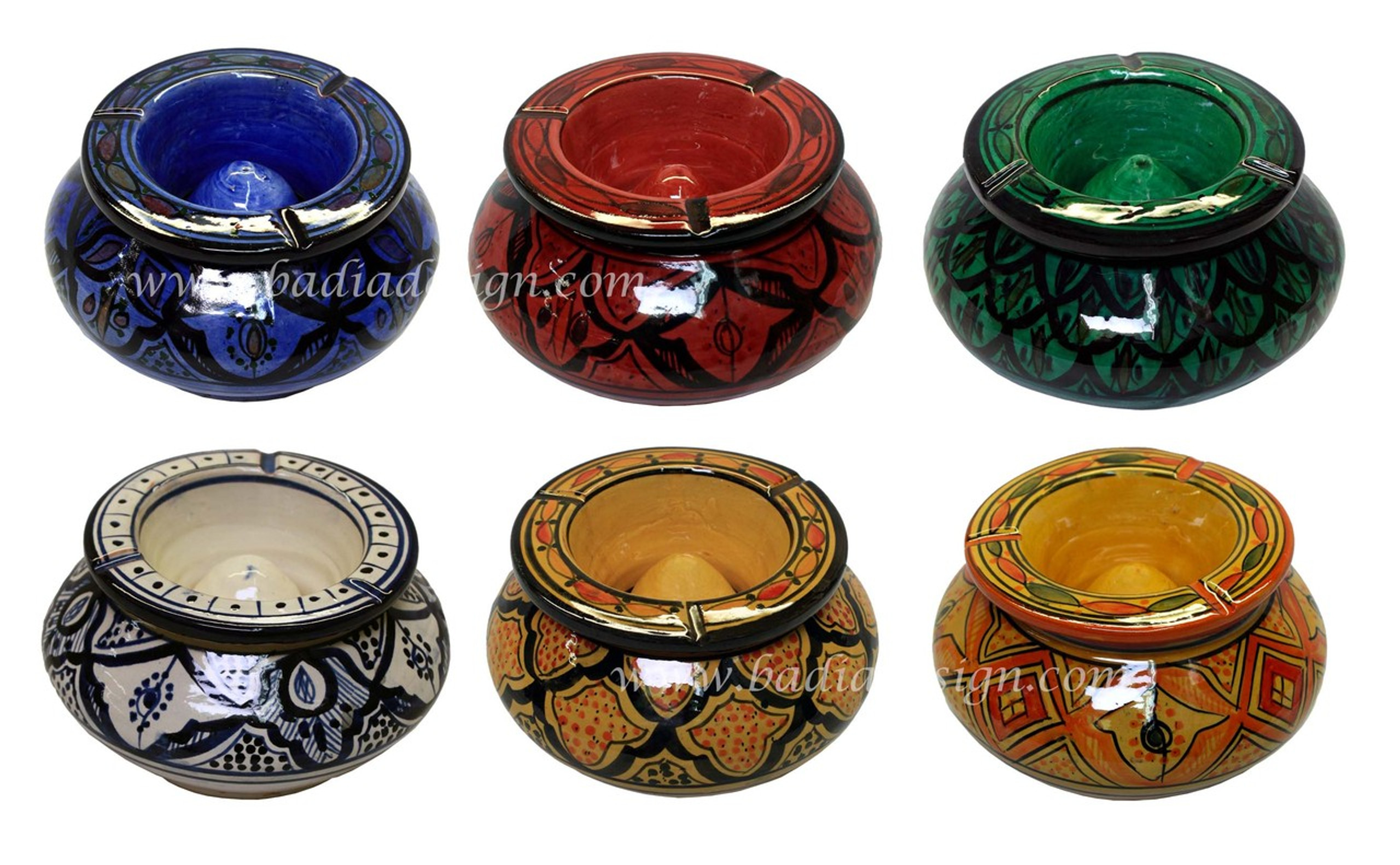 Moroccan Hand Painted Ceramic Ashtray from Badia Design Inc.