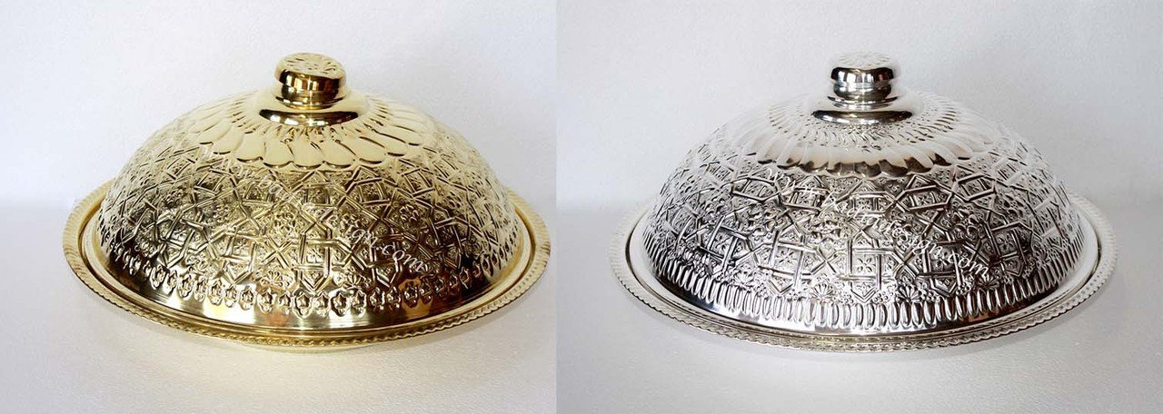 Brass and Silver Plated Platter with Lid from Badia Design Inc.