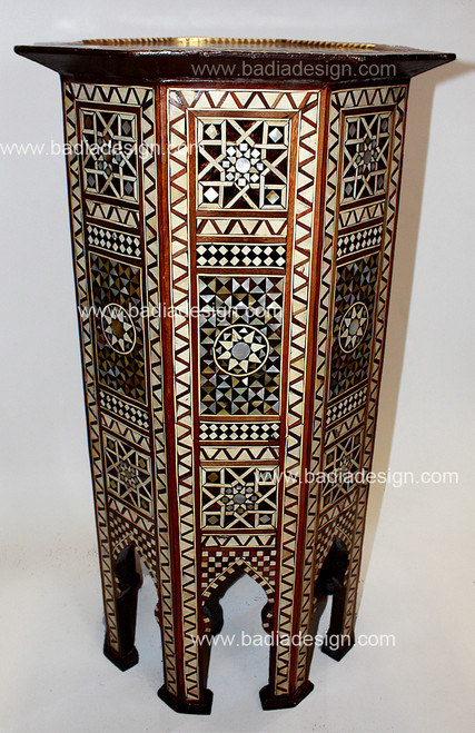 Mother of Pearl Inlaid Handcrafted Wooden Side Table - MOP-ST012