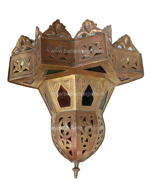 Brass Wall Sconce with Multi-Color Glass - WL026