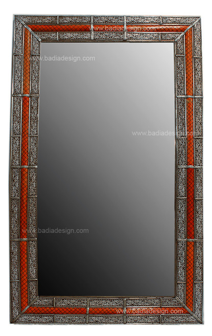Rectangular Silver Metal Mirror with Resin - M-MR002