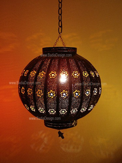 Moroccan Round Black Tin Lantern - LL002S