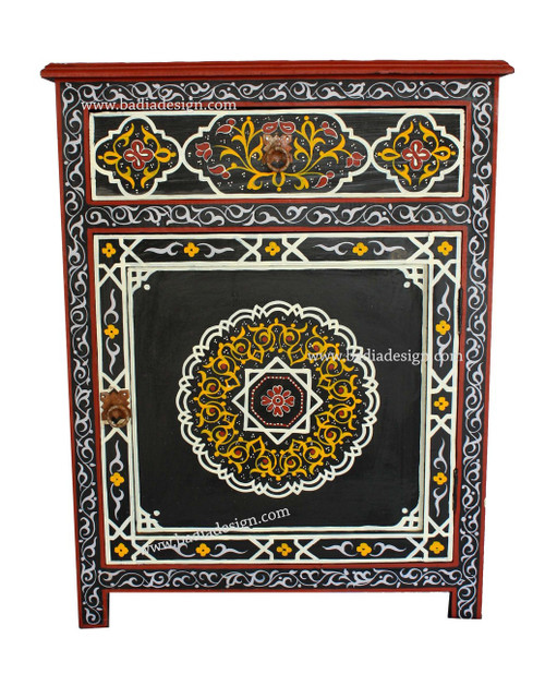 Black Hand Painted Cabinet - HP-CA017