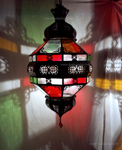 Hanging Lantern with Multi Color Glass - LIG097