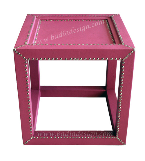 Square Metal and Leather Side Table - ML-ST003