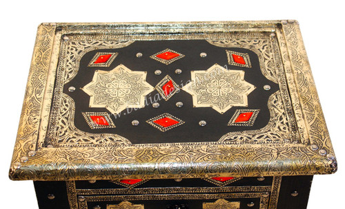 Metal and Pressed Leather Cabinet with Orange Bone - ML-CA021