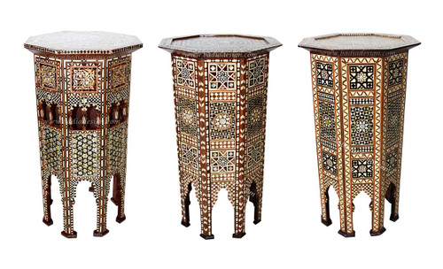Tall Mother of Pearl Inlaid Side Table - MOP-ST028