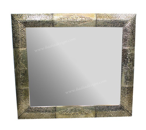 Decorative Embossed Silver Metal Mirror - M-EM002