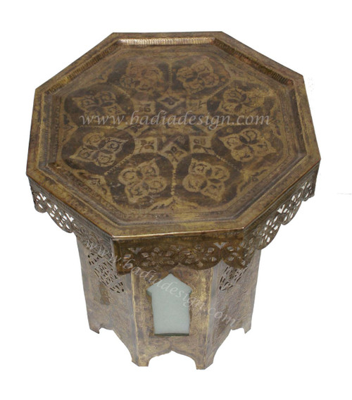 Brass Side Table with White Glass - B-LT007