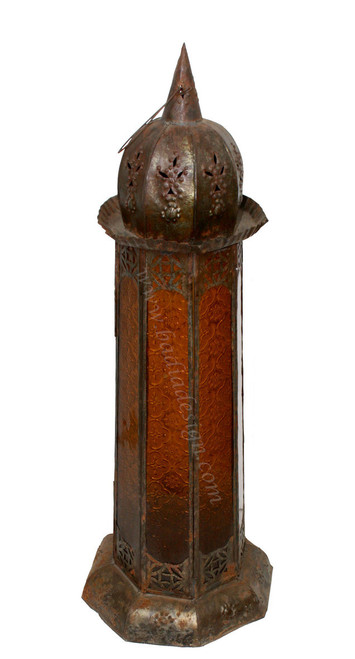 Rustic Floor Multi Color Glass Lantern - LIG179