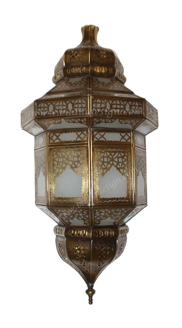 Tall Brass Wall Sconce with White Glass - WL172