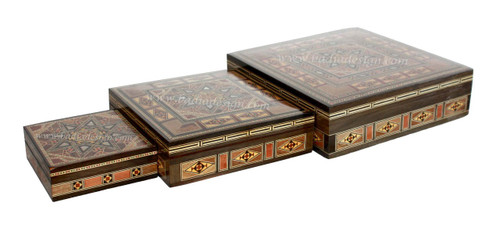 Square Shaped Inlaid Wooden Jewelry Box - HD164