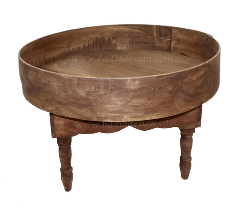 Moroccan Wooden Round Table with Border - CW-ST034