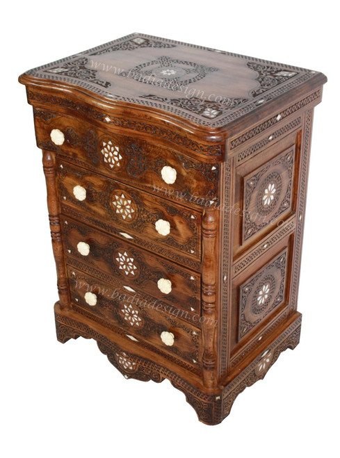 Carved Wood Bone Inlay Dresser - CW-CA035