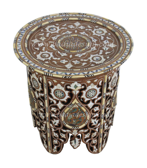 White Mother of Pearl Inlay Side Table - MOP-ST057