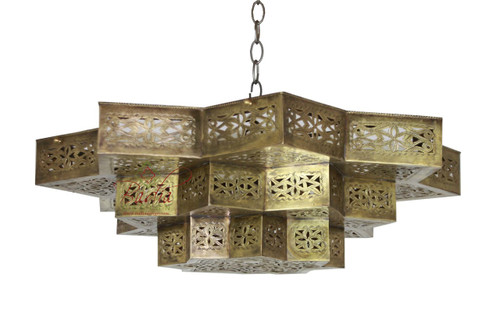 Brass and Silver Star Shaped Lantern - LIG305