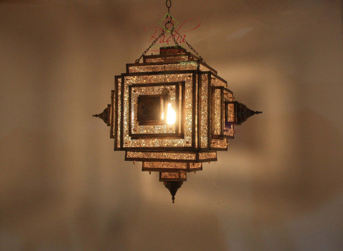 Brass Square Shaped Lantern - LIG311A