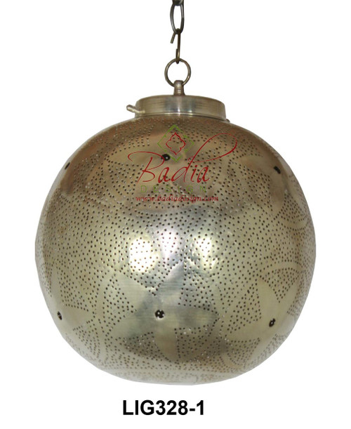 Round Intricately Designed Silver Lantern - LIG328