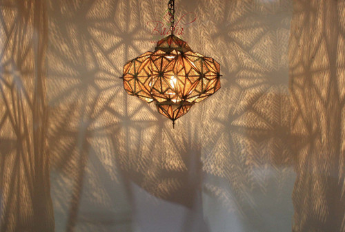 Moroccan Brass Chandelier with Intricate Designs