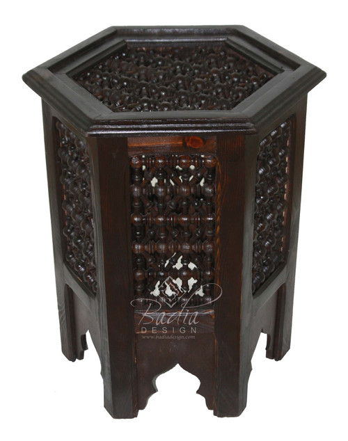 Moucharabieh Design Wooden Side Table - CW-ST014