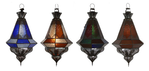 Hanging Multi Color Glass Lantern - LIG362