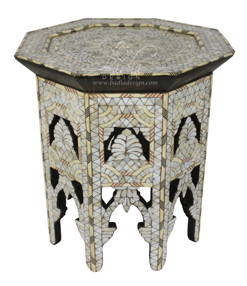 White Mother of Pearl Side Table - MOP-ST090