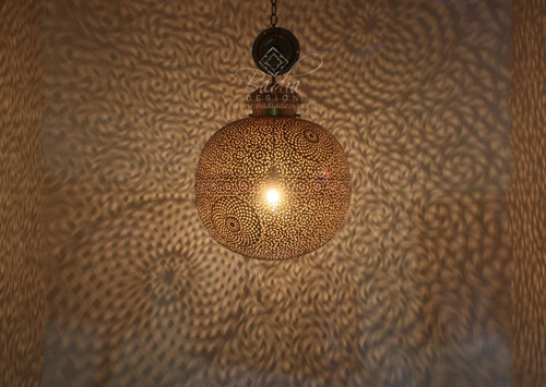 Large Round Brass Chandelier