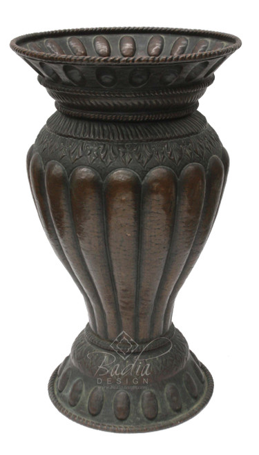 Embossed Dark Bronze Metal Urn - VA090