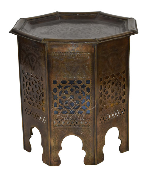 Hand Punched Aged Brass Side Table - B-LT015