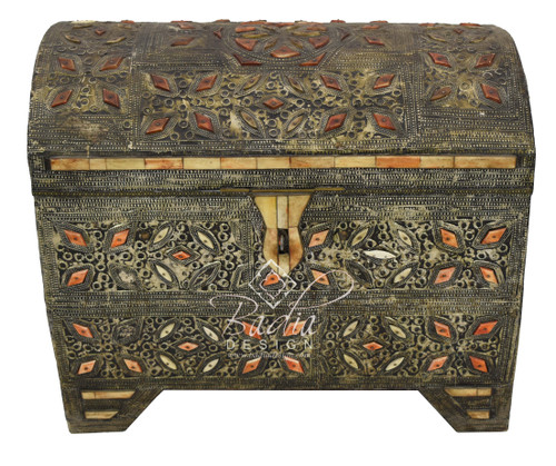 Vintage Metal and Orange Bone Trunk - MB-T012